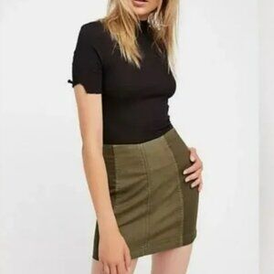 FREE PEOPLE - Modern Feme Olive/Camo Green Denim Mini Skirt - Size 4